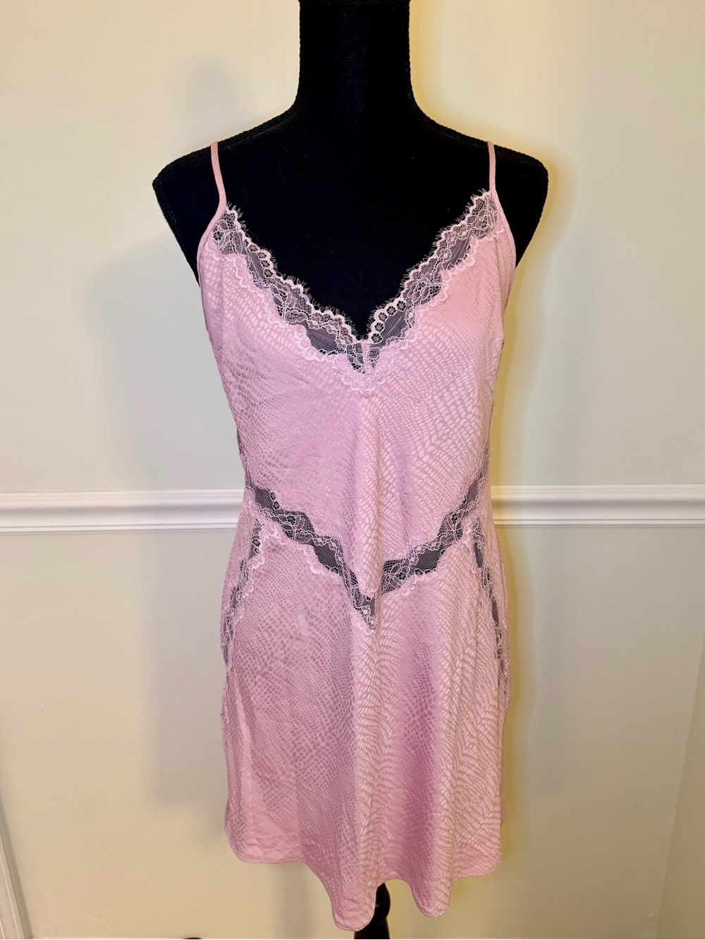 Victoria's Secret Pink Satin Chemise with Lace